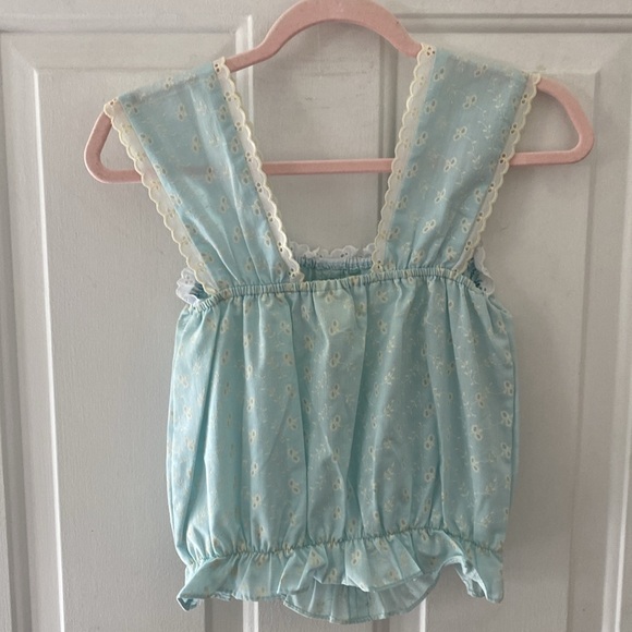 Vintage 70’s Surf & Turf Baby Doll Eyelit Bustier Style Top. Tag Size Large - Picture 4 of 5
